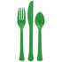 Festive Green Heavy Weight Plastic Assorted Cutlery