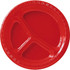 10.25" Apple Red Divided Round Plates