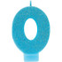 Caribbean Blue Glitter Numeral #0 Candle