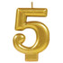 Metallic Gold Numeral #5 Candle