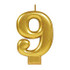 Metallic Gold Numeral #9 Candle