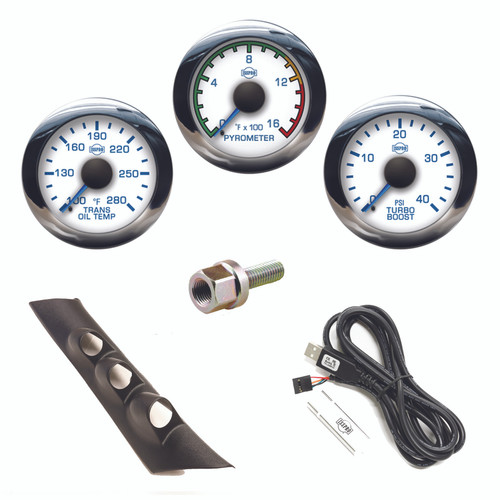 DODGE 1994-1997 KIT, PILLAR, 3 GAUGES, FACTORY MATCH, GREEN BACK LIGHTING, RED POINTER, EV2