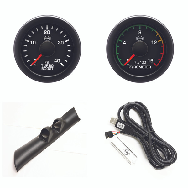 DODGE 1994-1997 KIT, PILLAR, 2 GAUGES, FACTORY MATCH, GREEN BACK LIGHTING, RED POINTER, EV2