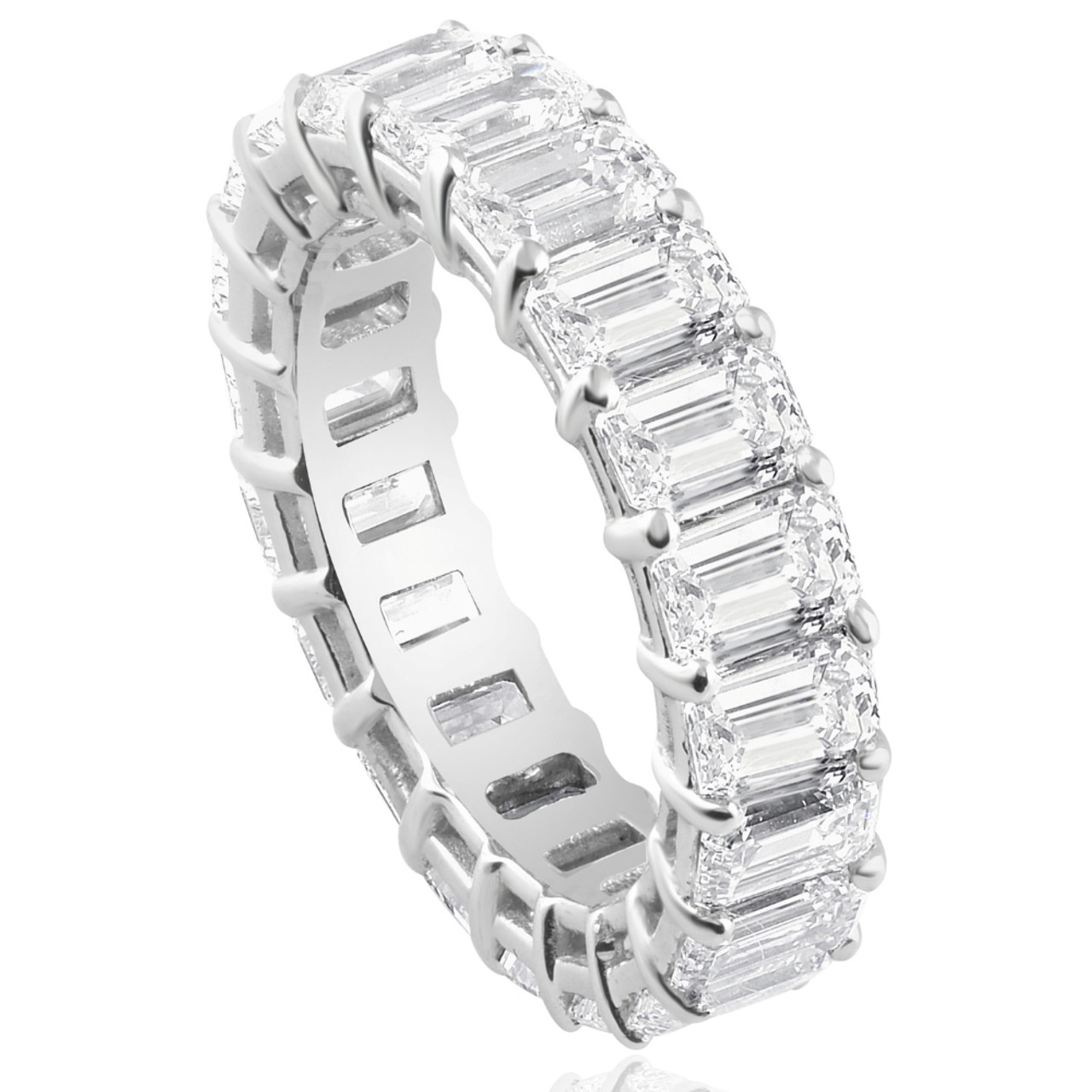 6Ct Emerald Cut Diamond Eternity Ring Lab Grown 14k White or