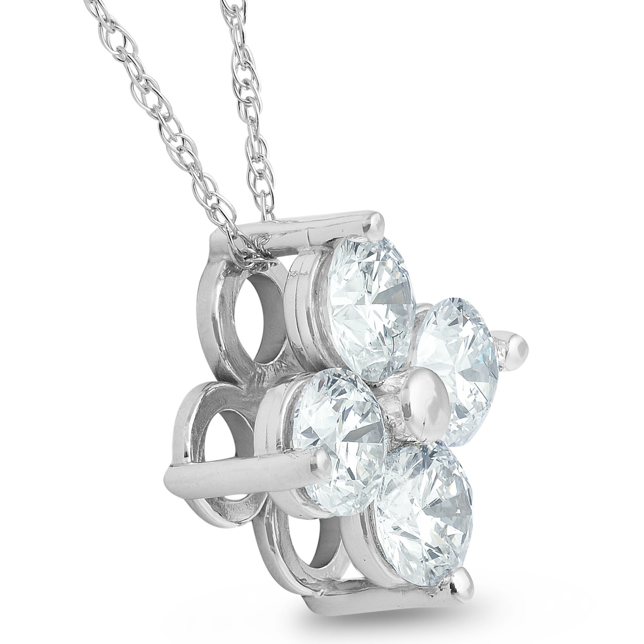 Kay Diamond Three-Stone Necklace 1/4 ct tw Round-cut 10K White Gold 18