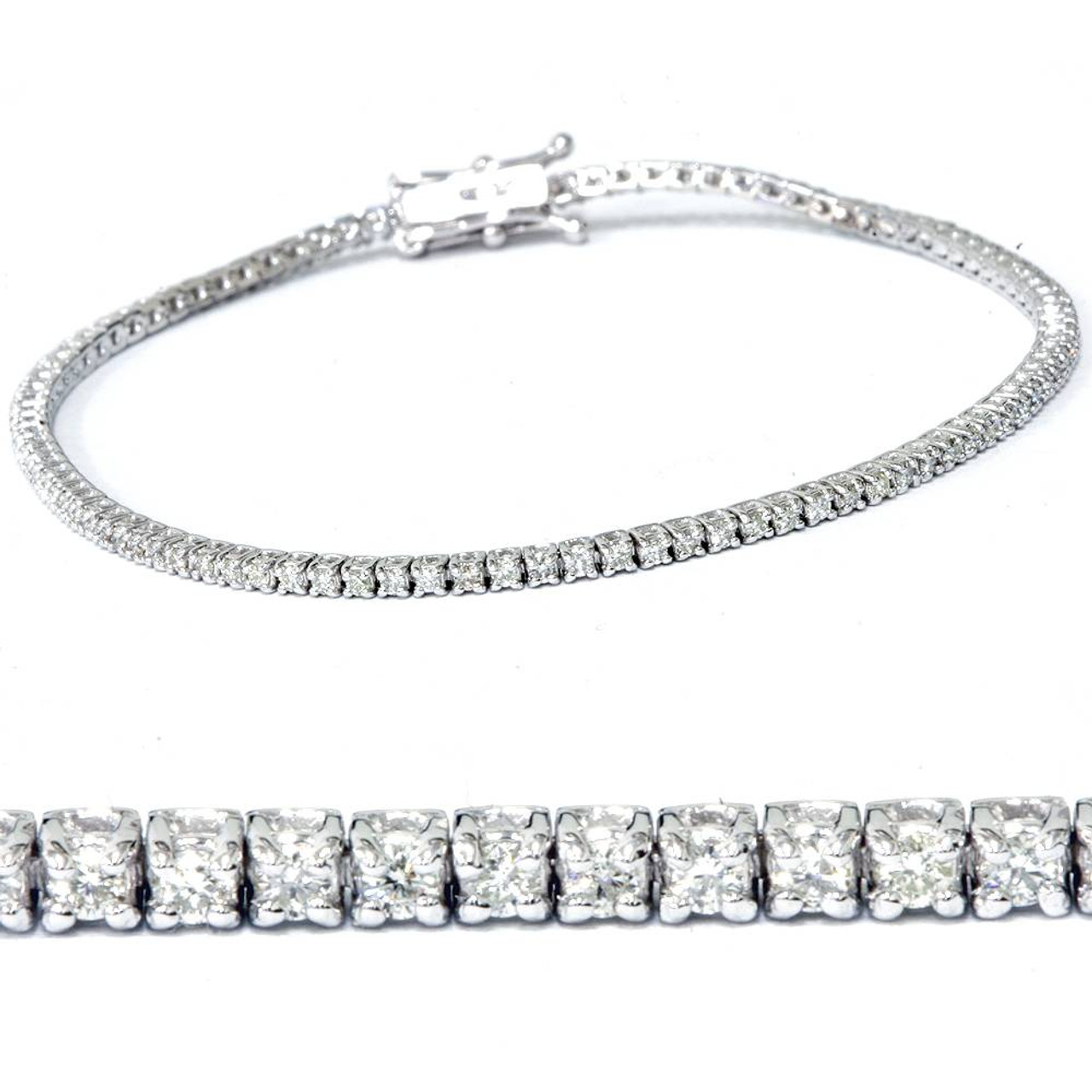 $10,500 UD 14k White Gold 5.22ct Round Diamond Cluster 7'' Tennis Bracelet  | eBay