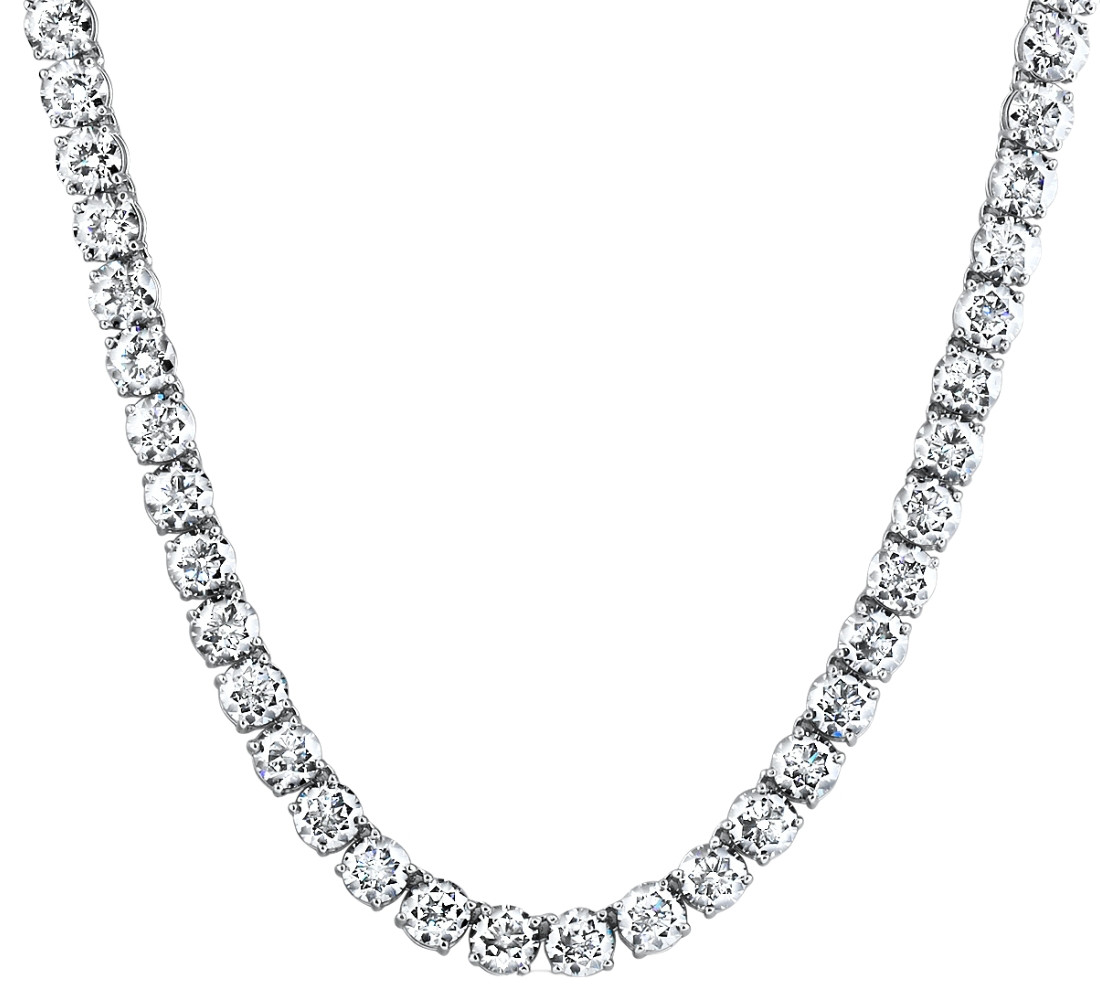 40Ct Diamond Tennis Necklace 14k White Gold 16.5
