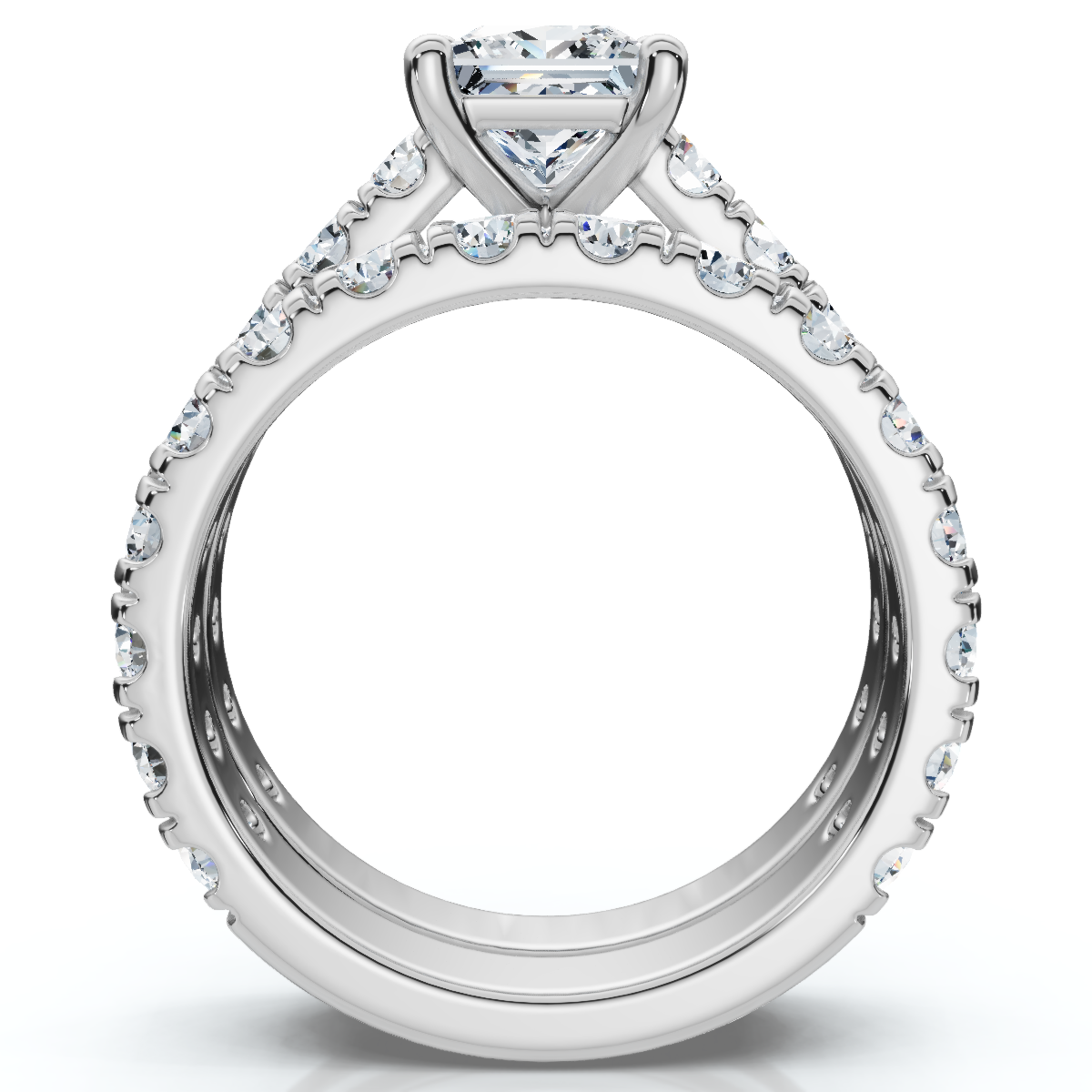 Certified 3Ct Princess Cut Diamond Engagement Ring Set 14k Gold Lab Grown