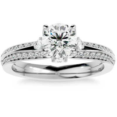 1 1/3Ct Diamond & Moissanite Accent Engagement Ring in 10k Gold