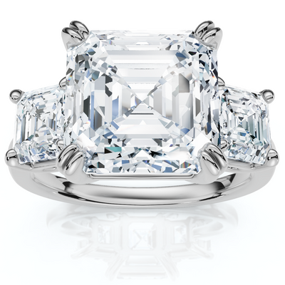 Certified 6Ct Asscher Cut Diamond Engagement Ring 14k Gold Lab Grown