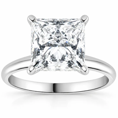 2 1/2Ct Princess Cut Solitaire Diamond Engagement Ring 14k White Gold Lab Grown