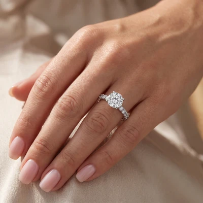 3 1/2Ct Diamond Eternity Engagement Ring Lab Grown 14k White Gold