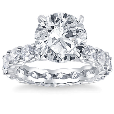 7Ct Diamond Eternity Engagement Ring Lab Grown 14k White Gold