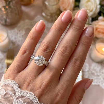 5 1/2Ct TW Round Cut Diamond Eternity Engagement Ring 14k White Gold Lab Grown