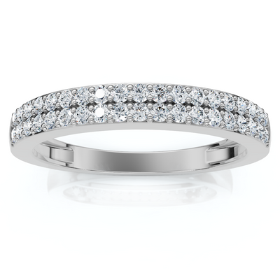 1/4Ct Pave Double Row Wedding Ring Stackable Band 10k Gold Lab Grown