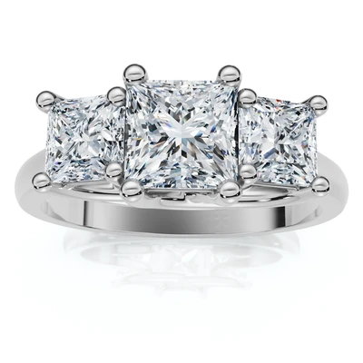 1 1/2Ct Princess Cut Diamond May Engagement 3-Stone Ring 14k Gold Lab Grown
