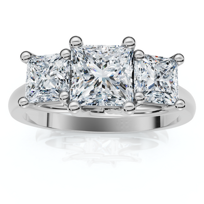 1 1/2Ct Princess Cut Diamond May Engagement 3-Stone Ring 14k Gold Lab Grown