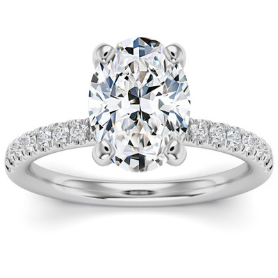 3 1/2Ct Oval Diamond Engagement Ring Lab Grown in 14k White, Yellow or Rose Gold