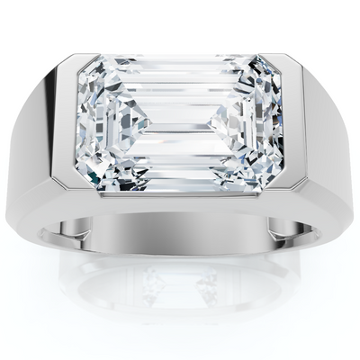 Certified 4Ct Men's Gabriel Emerald Diamond Ring 10k Gold Lab Grown