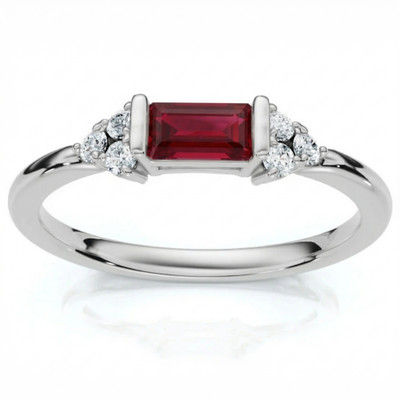 1/3Ct Thin Ruby Diamond Stackable Wedding Ring 14k Gold Lab Grown