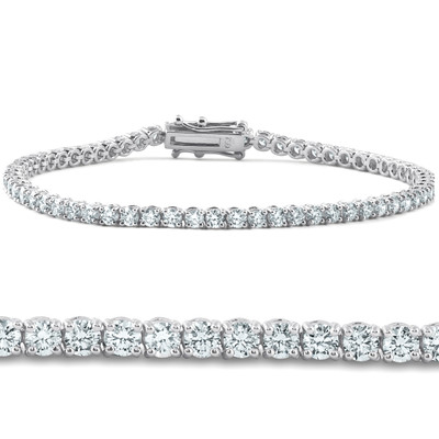 4 Carat TW Round Cut Diamond Tennis Bracelet 14k White Gold Lab Grown