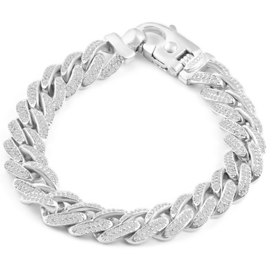 Men's 14k Gold (80gram) or Platinum (135gram) 12.5mm Diamond Cuban Bracelet 8.5"