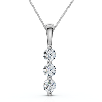Delicate Three Stone Diamond 10k White Or Yellow Gold Lab Grown 18" Necklace