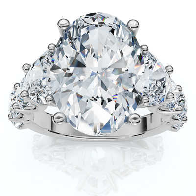 Certified 7 1/2Ct Laura Diamond Engagement Ring (5Ct Center) 14k Gold Lab Grown