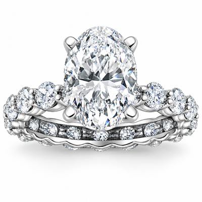 6Ct TW Diamond Engagement Eternity Oval Cut Ring 14k White Gold Lab Grown