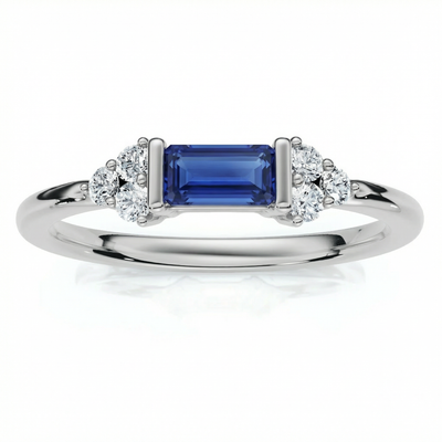 1/3Ct Thin Sapphire Diamond Stackable Wedding Ring 14k Gold Lab Grown