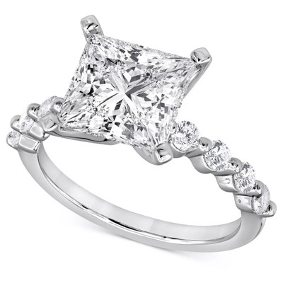 3Ct Princess Diamond Engagement Ring 14k White Gold