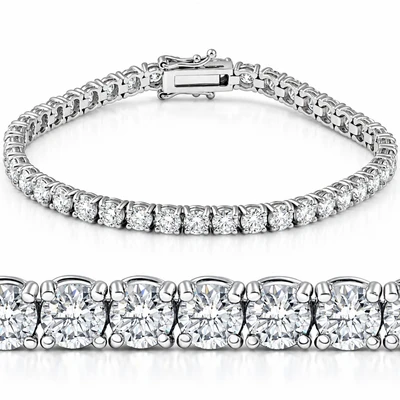 11ct Lab Grown Round Cut Diamond Tennis Bracelet 14K White Gold 7"