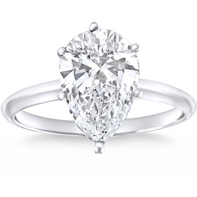 Certified 1.50Ct Pear Shape Diamond Solitaire Engagement Ring 14k Gold Lab Grown