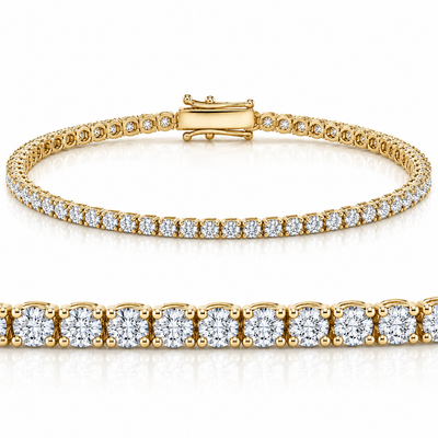 4 Carat TW Round Cut Lab Grown Diamond Tennis Bracelet 14k Yellow Gold Lab Grown
