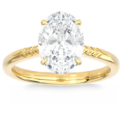 Certified 2 1/2Ct Oval Solitaire Diamond Engagement Ring in 14k Gold Lab Grown