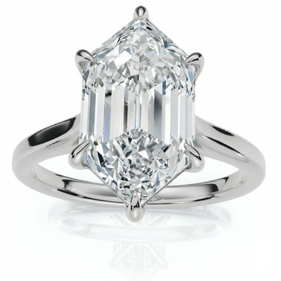 Certified 3Ct Vireo Elongated Hexagon Diamond Engagement Ring 14k Gold Lab Grown