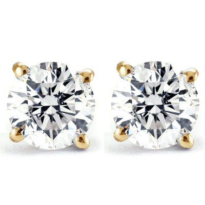 2 1/4 Ct T.W. Diamond Screw Back Studs Lab Grown 14k Yellow Gold