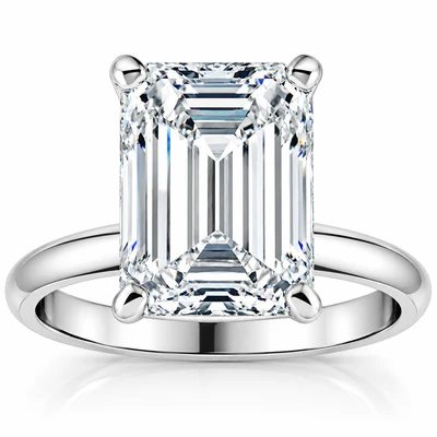 4Ct Emerald Cut Certified Diamond Engagement Ring 14k White Gold Lab Grown