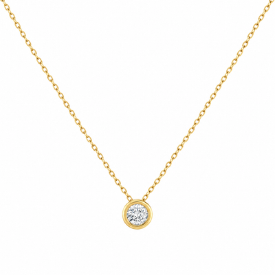1/4Ct Diamond Bezel Pendant Solitaire Necklace 14k Yellow Gold Lab Grown