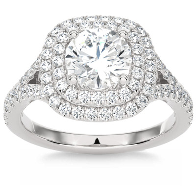 Certified 2 1/5Ct Cushion Halo Diamond Engagement Ring 14k Gold Lab Grown