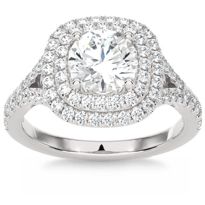 Certified 2 1/5Ct Cushion Halo Diamond Engagement Ring 14k Gold Lab Grown