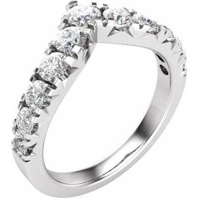 1ct TW Graduated Diamond Wedding Contour Ring - 14k Gold