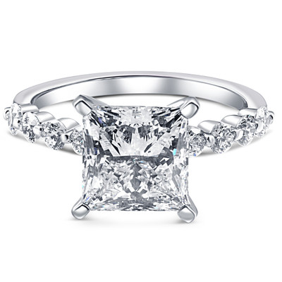 Certified 3.44Ct Princess Cut Diamond Engagement Ring 14k White Gold Lab Grown