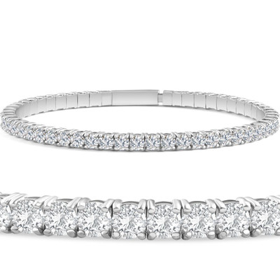 3.00-7 1/2Ct TW Flexible Diamond Bangle Tennis Bracelet Lab Grown 14k Gold