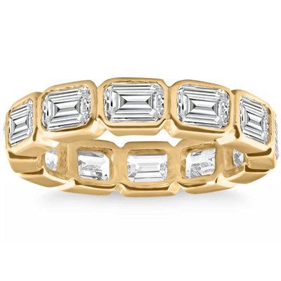 4Ct Emerald Cut Lab Grown Diamond Eternity Ring - 14k Gold