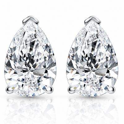 2 Ct Lab Grown Pear Shape Diamond Studs 14k White Gold Earrings