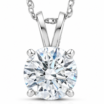 Certified 1Ct Round Diamond Solitaire Pendant Gold Necklace Lab Grown