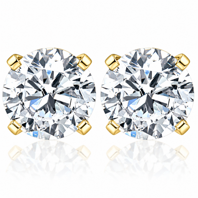Certified 1 1/2 ct Lab Grown Diamond Studs 14k Yellow Gold Screw Backs