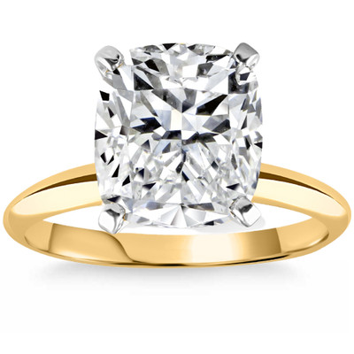 4 Ct 14k Two Tone Certified Lab Grown Cushion Diamond Engagement Ring