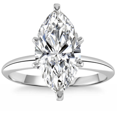 3Ct White Gold Certified Lab Grown Marquise Diamond Engagement Ring